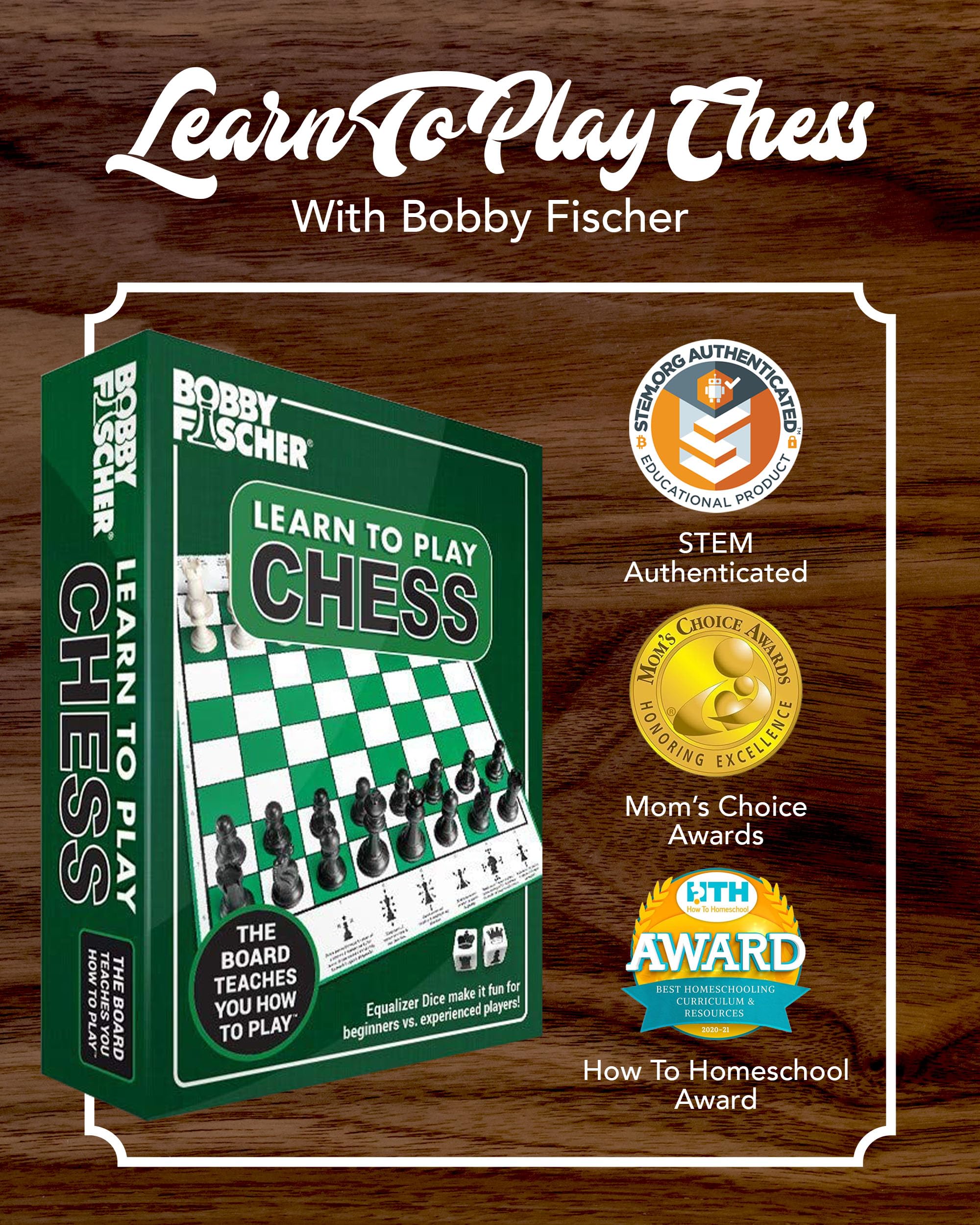Bobby Fischer Learn to Play Chess regulation pieces set for tournament-ready play