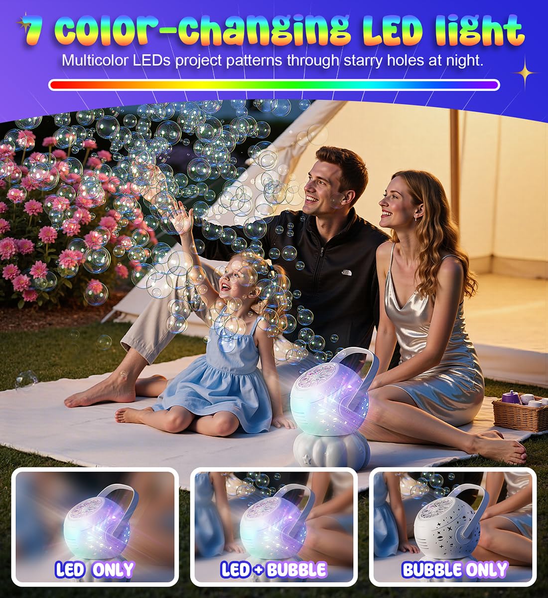 Boerfmo bubble machine with 10-nozzle wands delivering dense bubbles.