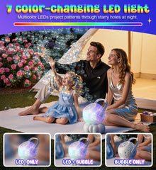 Boerfmo bubble machine with 10-nozzle wands delivering dense bubbles.