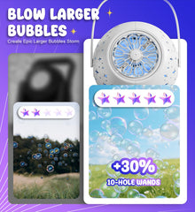 Boerfmo bubble machine with 20oz tank for longer outdoor sessions.