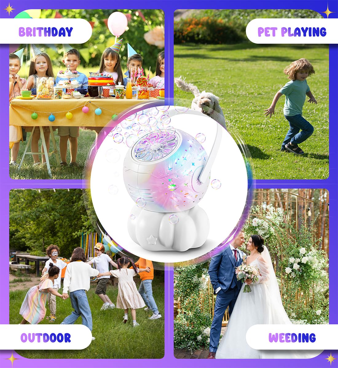 Boerfmo bubble machine features leakproof design and easy cleaning.