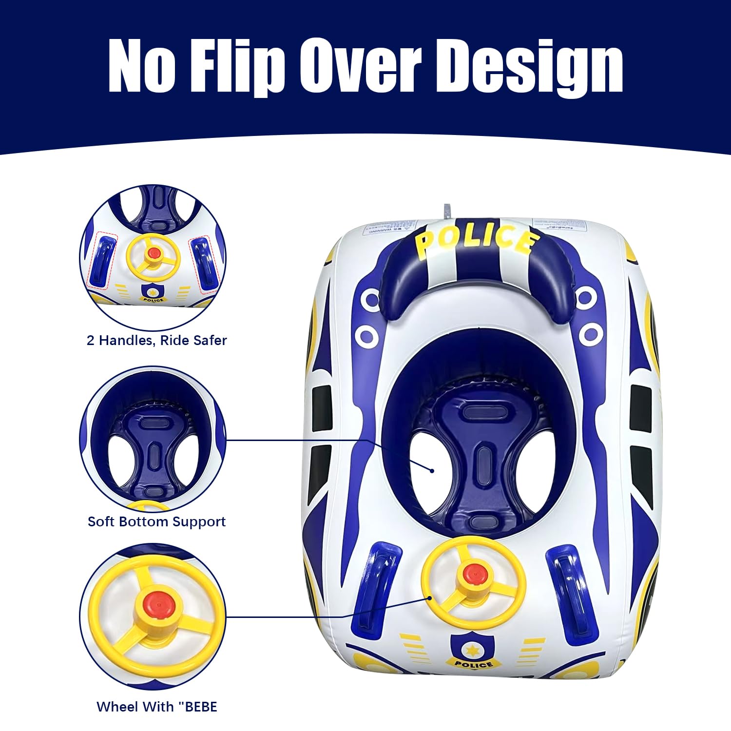 BOffer infant float features steering wheel to encourage interactive water fun in shallow pools