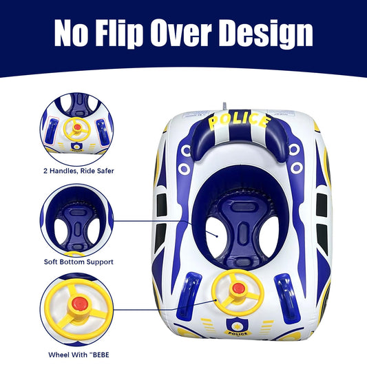 BOffer infant float features steering wheel to encourage interactive water fun in shallow pools