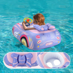 BOffer car baby pool float pink front view highlights thick PVC durability.