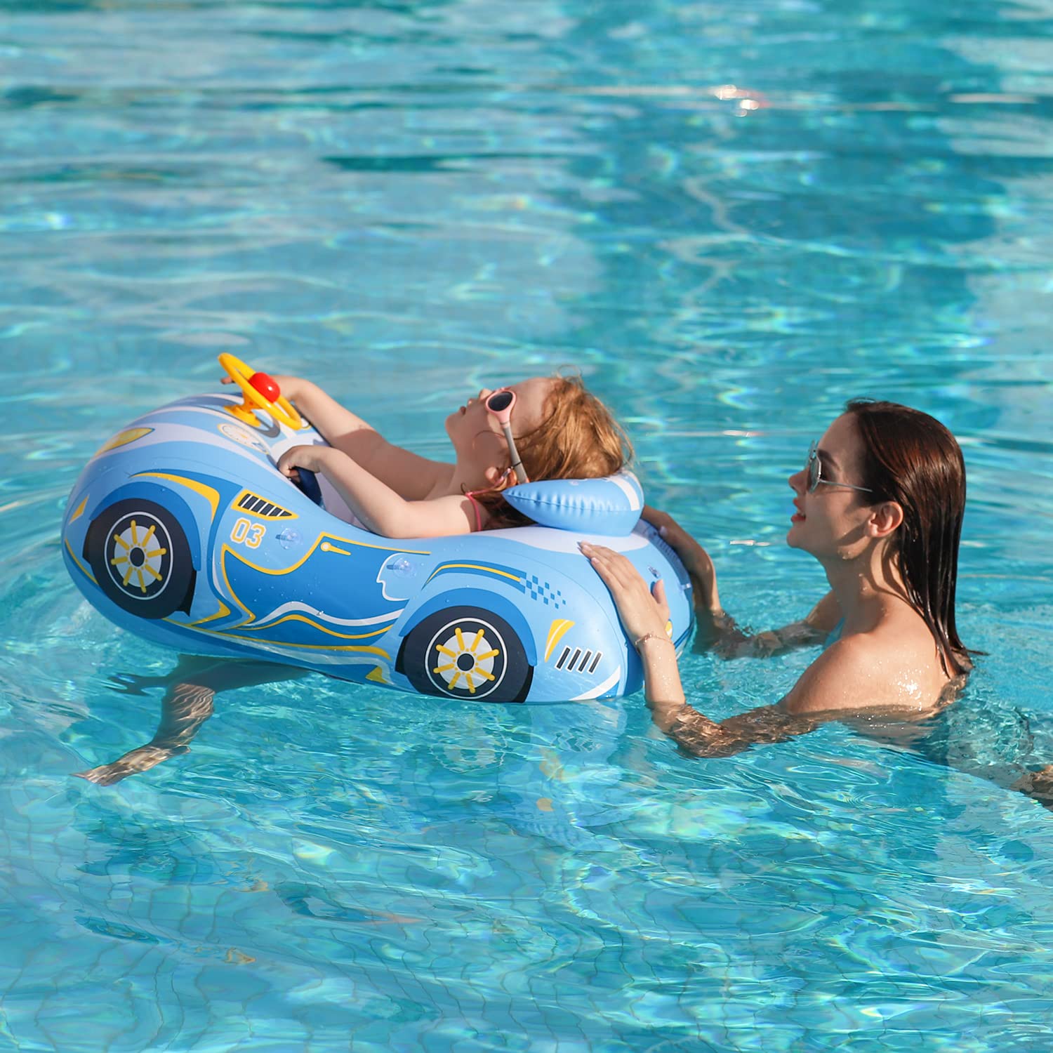 BOffer float measures 31x24x10.6 inches for growing kids