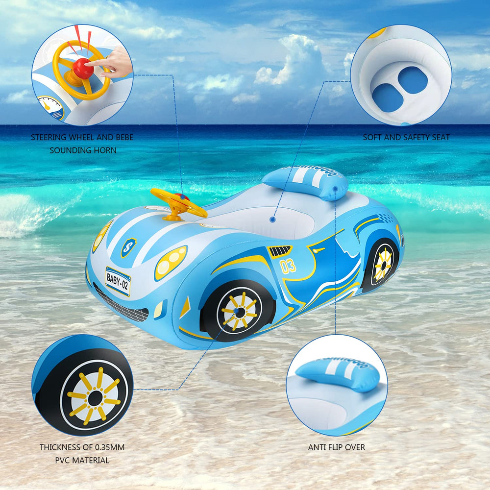 BOffer pool float featuring a steering wheel for interactive water play