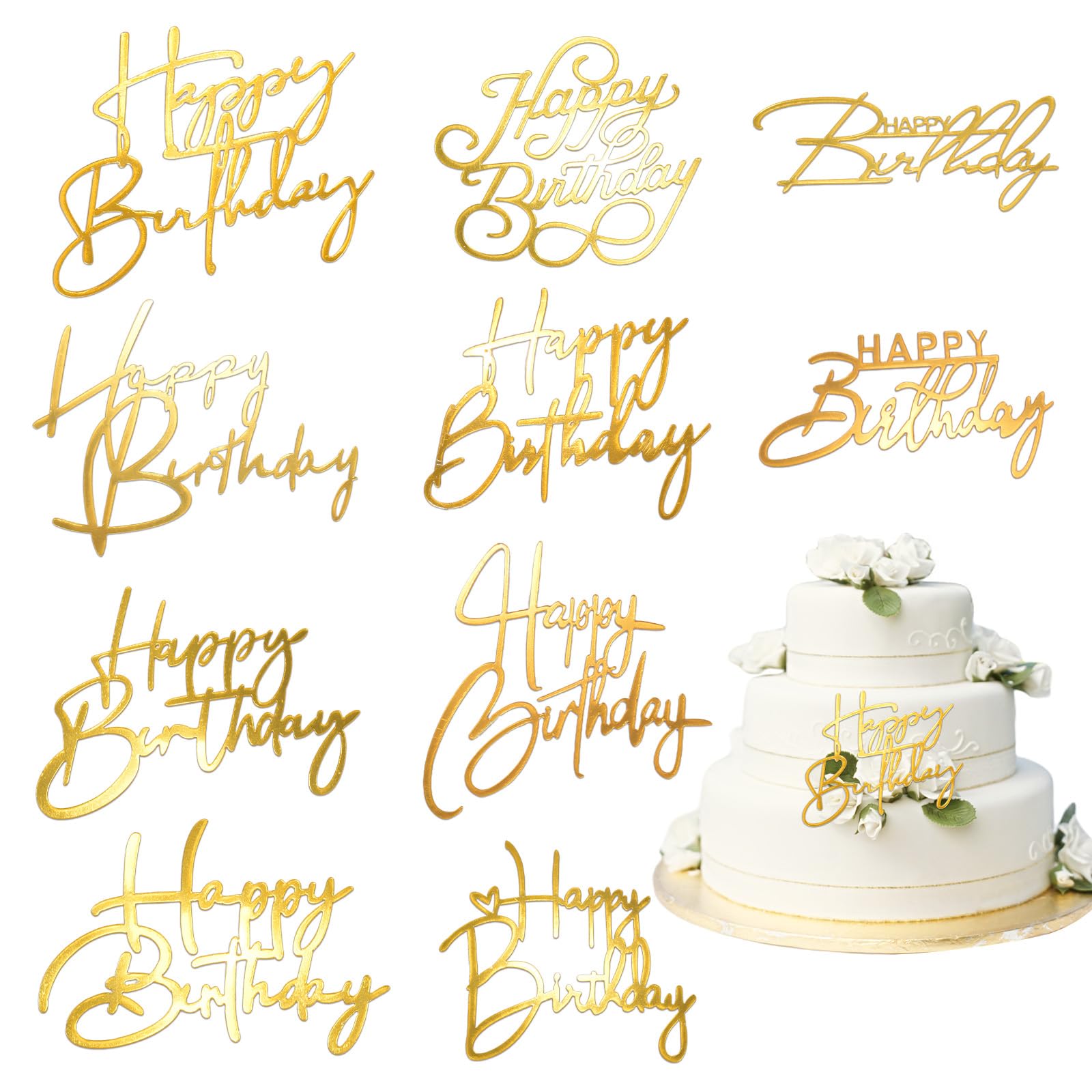 Bogigul gold birthday cake topper adds shimmering elegance to cakes.