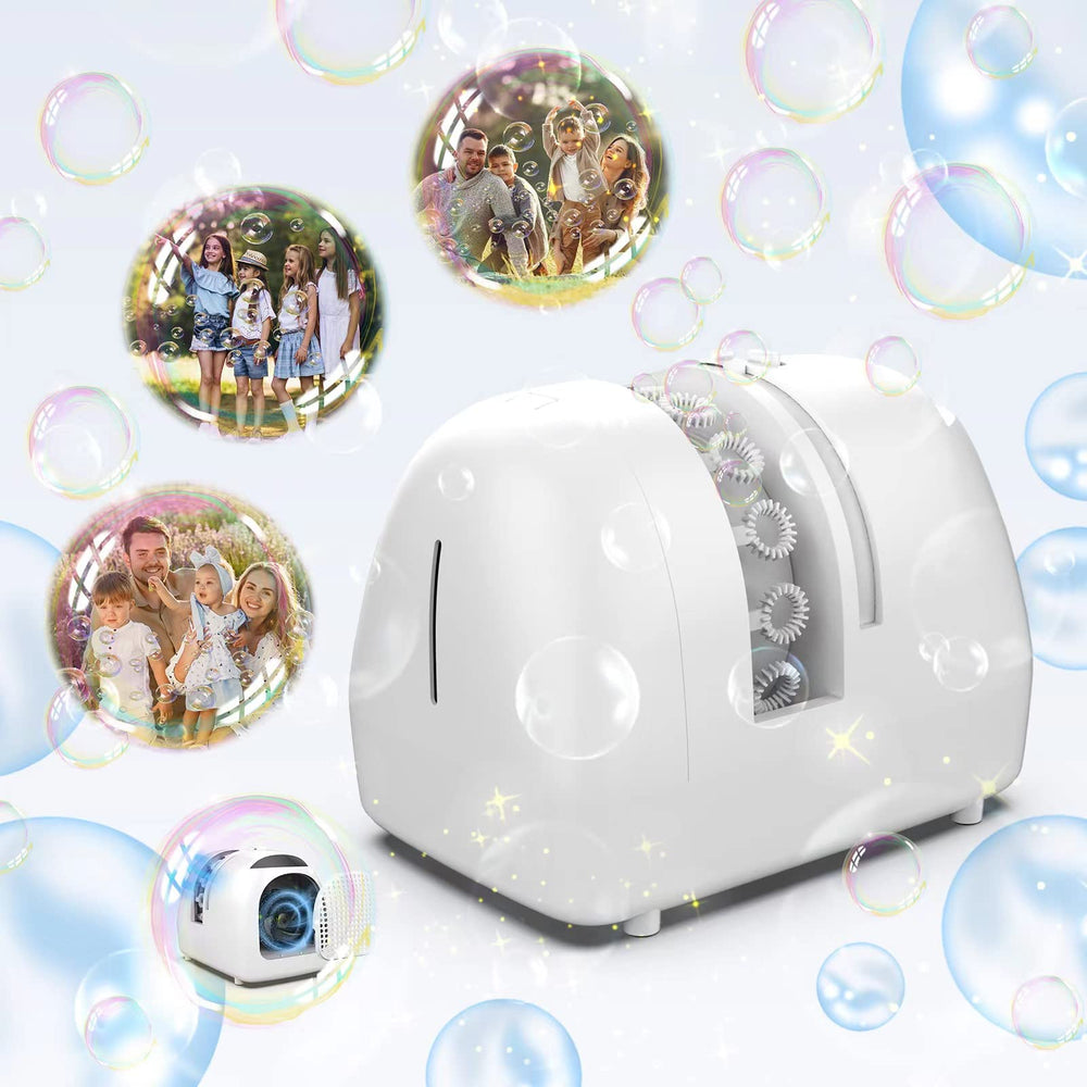 BOHIYAHOO bubble machine at an outdoor wedding creating a magical backdrop