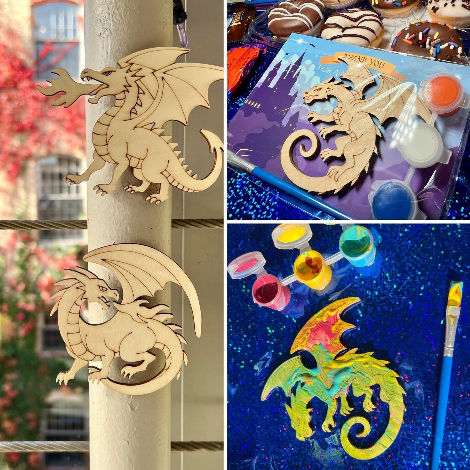 Boikoky dragon magnets display finished art on fridge or locker.