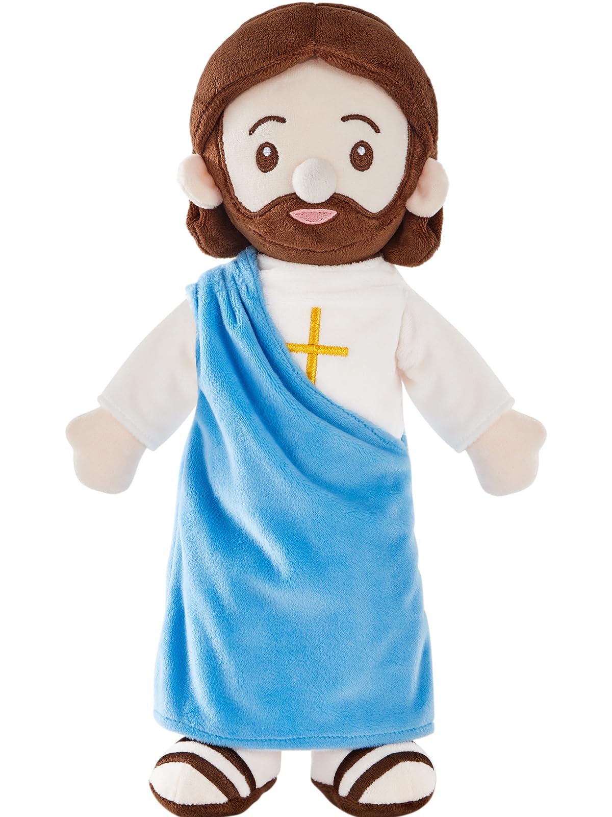 BOKUFLY Jesus plush doll in red robe, ideal as Easter keepsake.