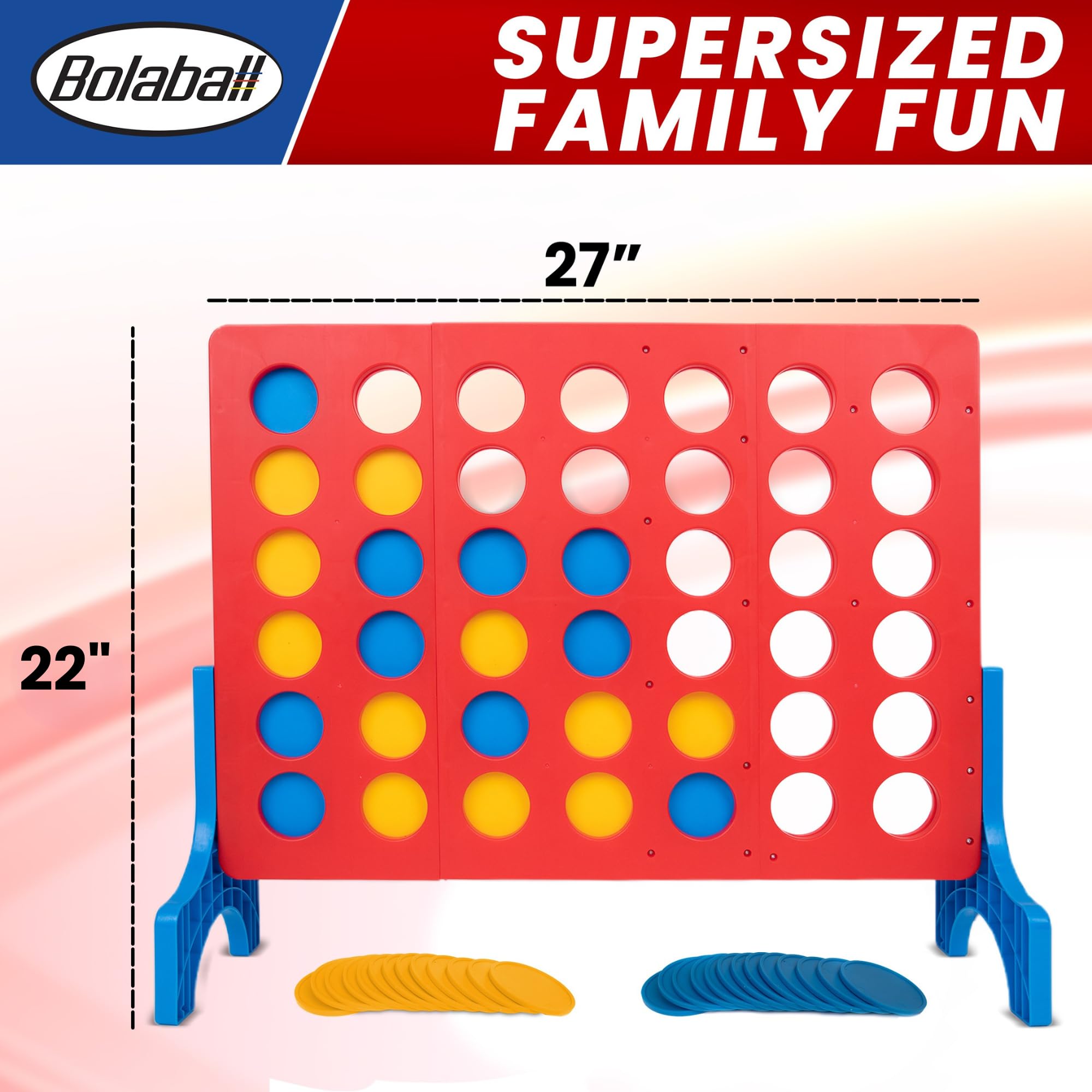 Bolaball extralarge 4-in-a-row backyard play area invites easy, quick competition.