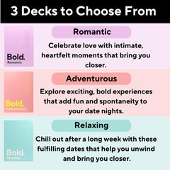 Bold date ideas cards couple enjoying indoor date night with clue-guided plan