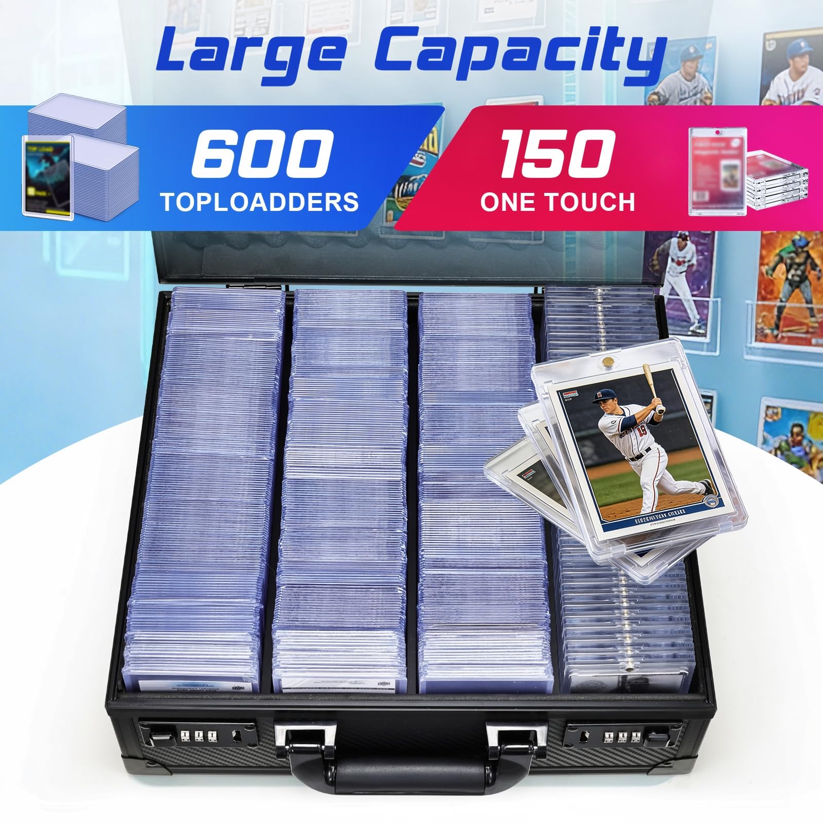 Boldblox card storage box aluminum frame emphasizes protection against impacts and dust.