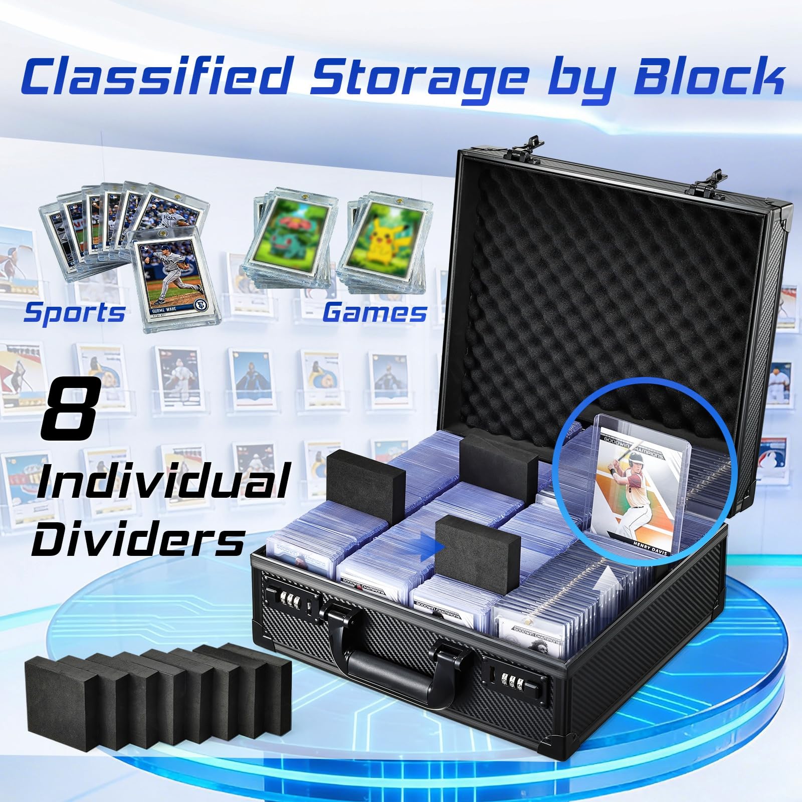 Boldblox card storage box with combo lock adds secure storage for valuable cards.