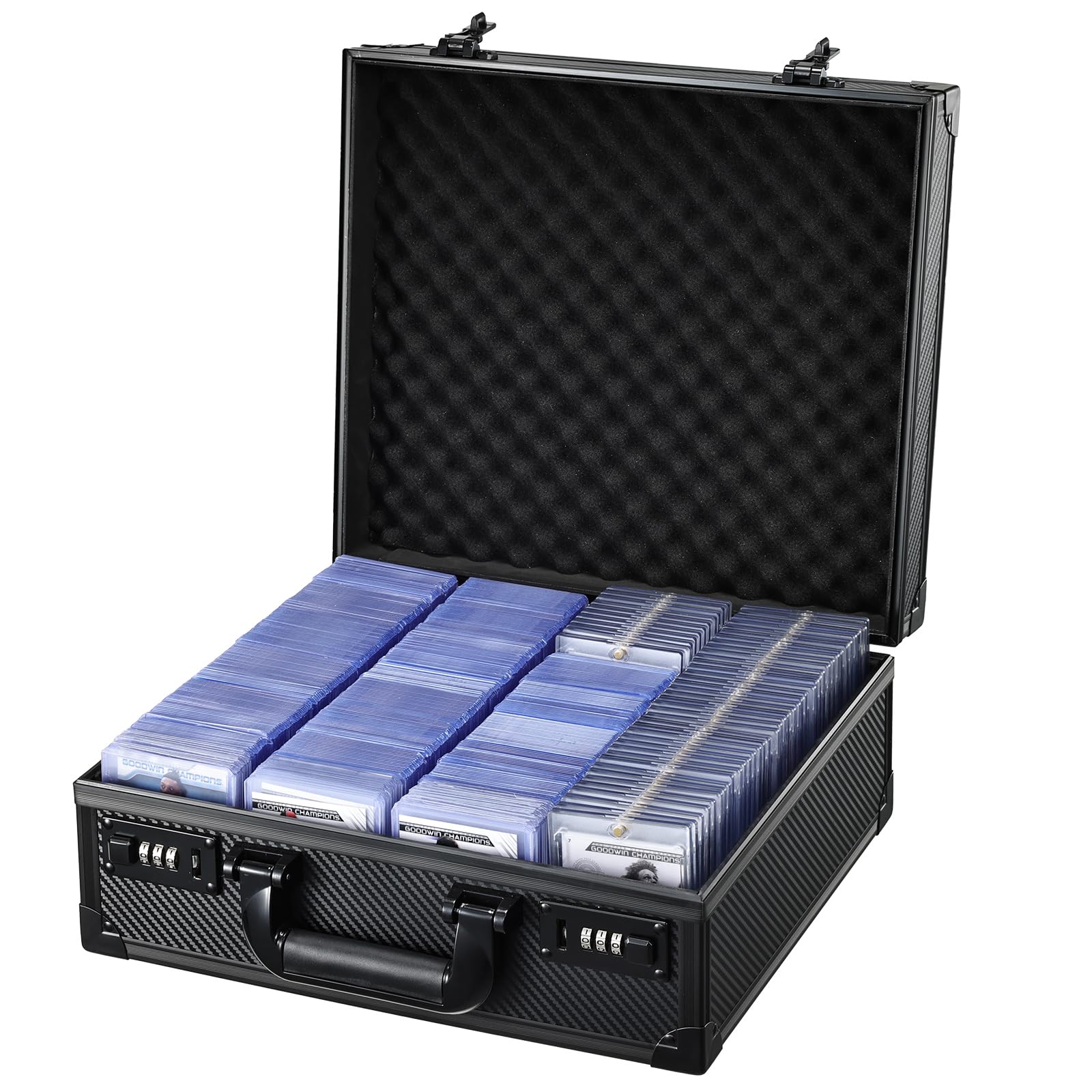 Boldblox card storage box front view highlights sturdy construction for safe card organization.