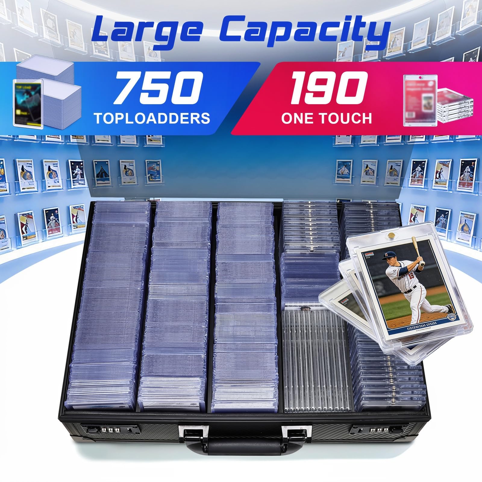 boldblox Card Storage Box interior with foam dividers for organization.