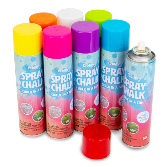 Boley Spray Chalk blue eight-pack for vivid outdoor art, easily washable after play.