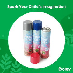 Boley spray chalk is washable and kid-friendly for outdoor fun.