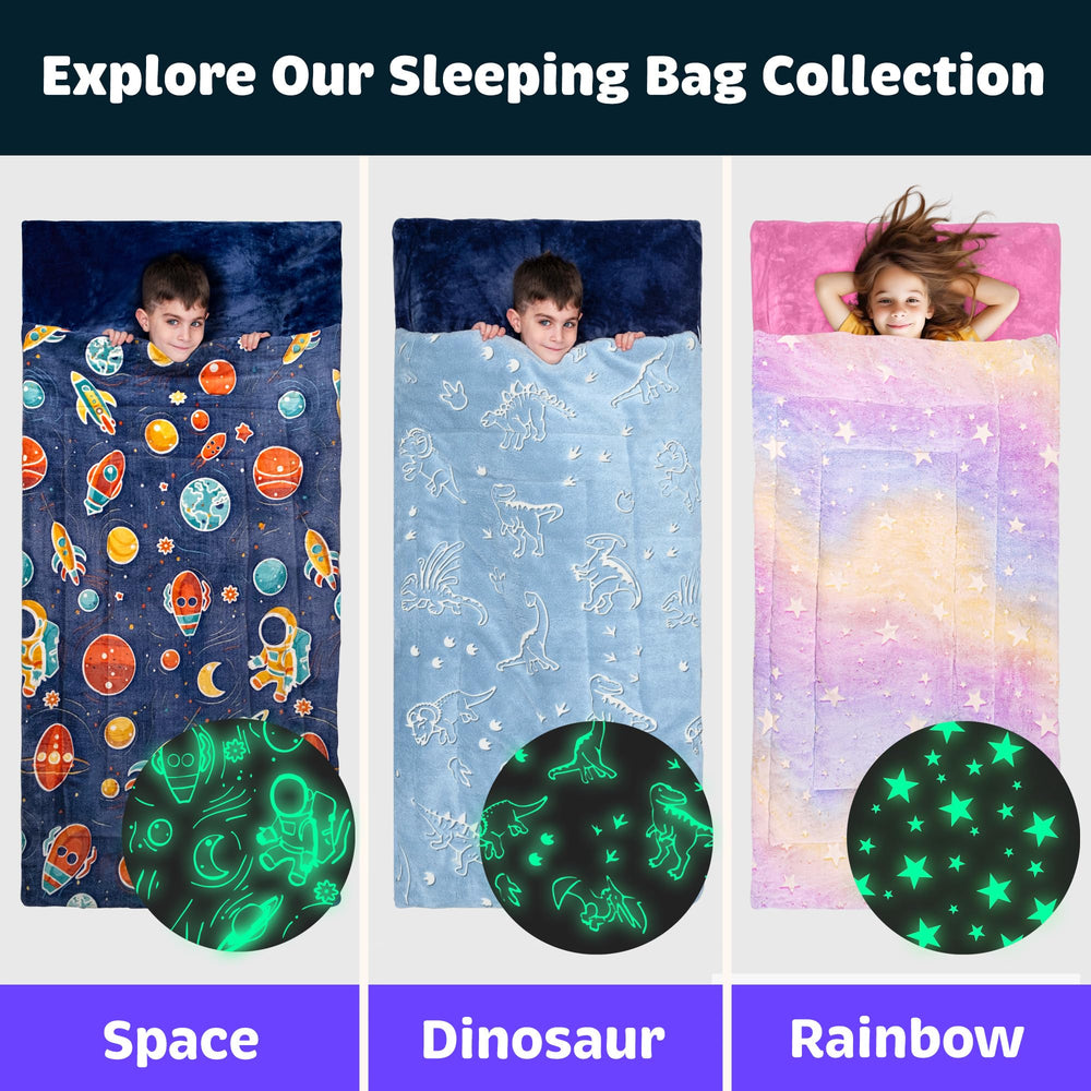 Bollepo space sleeping bag ideal for indoor camping and sleepovers.