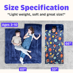 Playful planets design on Bollepo space sleeping bag sparks imagination.