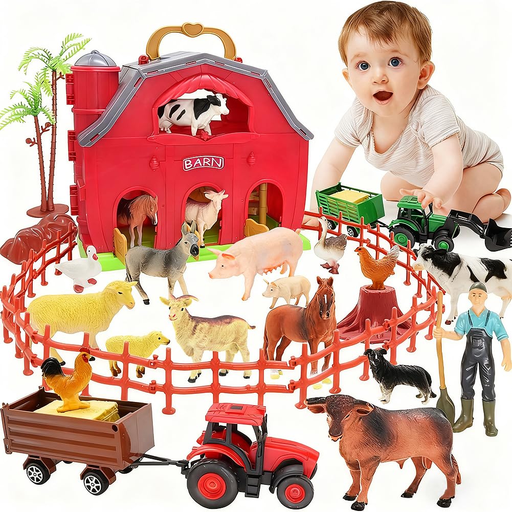BOLZRA big red barn toy front view for imaginative farm play