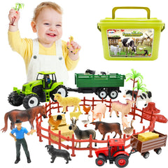 Bolzra farm animal figures set with 14 animals for imaginative play and learning.