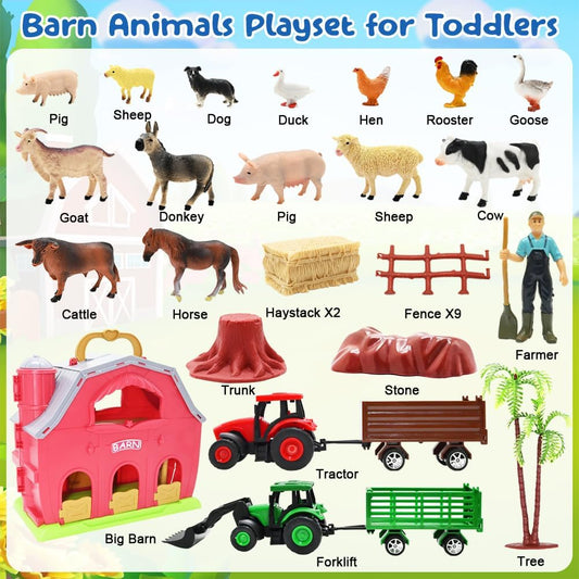 BOLZRA farm animals set with 14 figures for tactile play