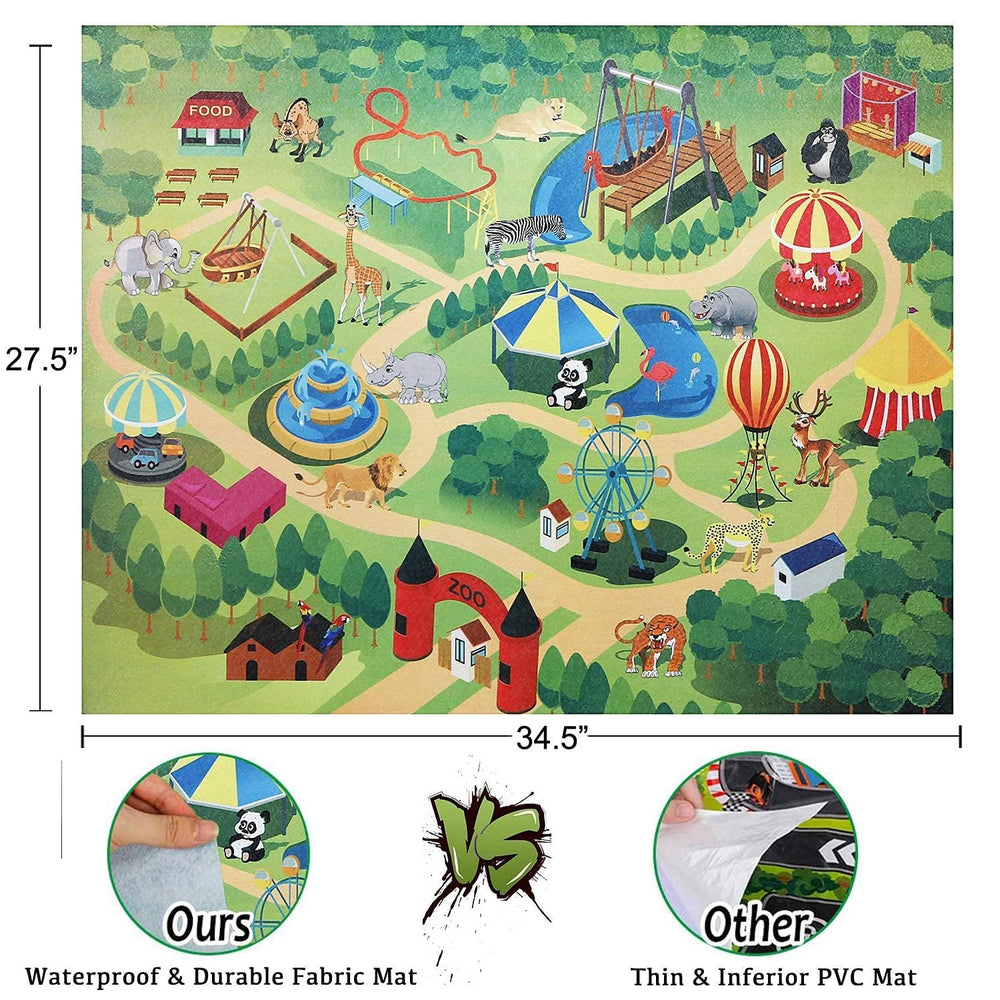Bolzra zoo park play mat offers soft surface for cooperative games.