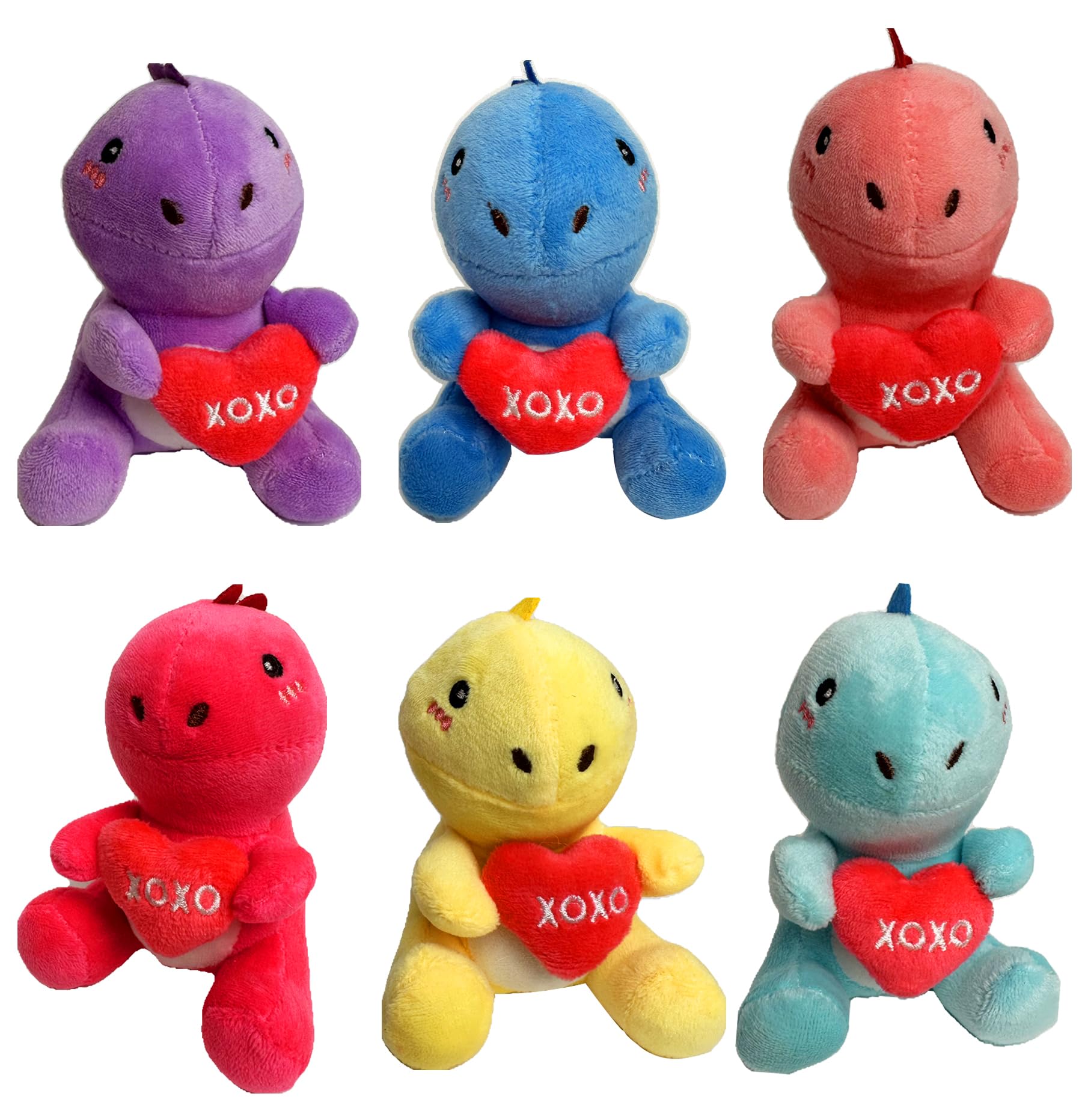 BOMBPARK dinosaur plush 6pc set, classroom-friendly for exchanges and party favors.