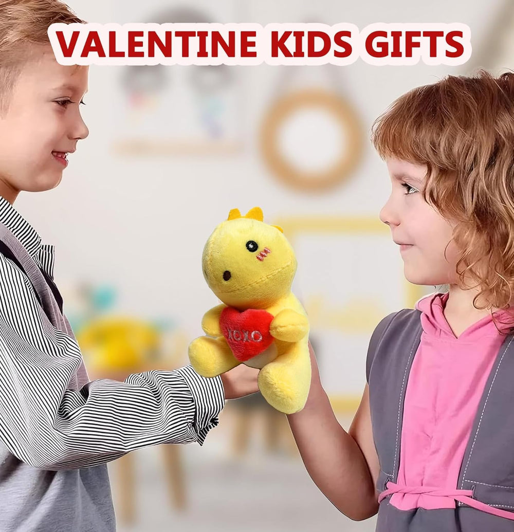 BOMBPARK dinosaur plush 6pc set, Valentine-themed option for gifting.