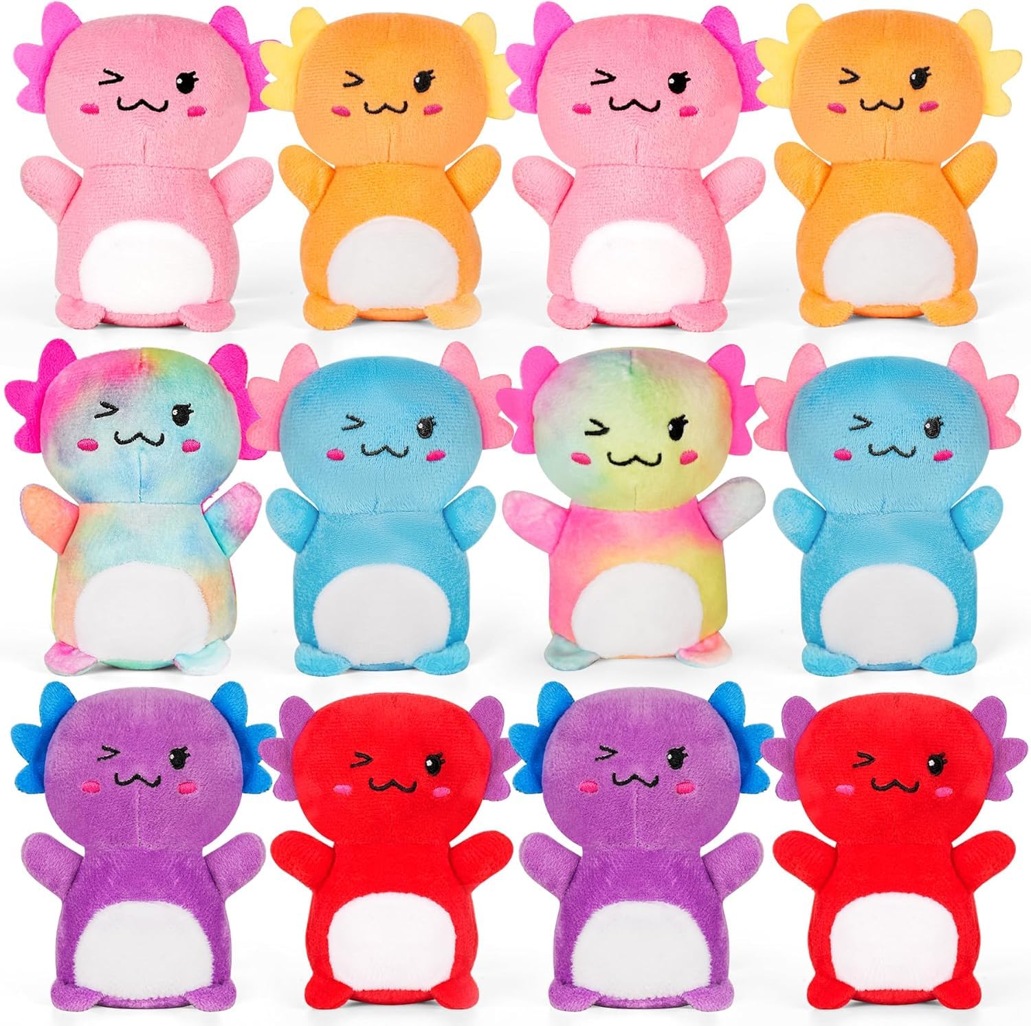 BOMBPARK Valentine axolotl plush set — bright colors for gifting and décor.
