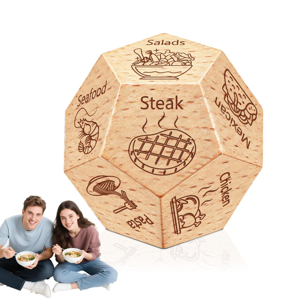 Bomggic Valentines dinner dice with 12 choices for fun date nights.