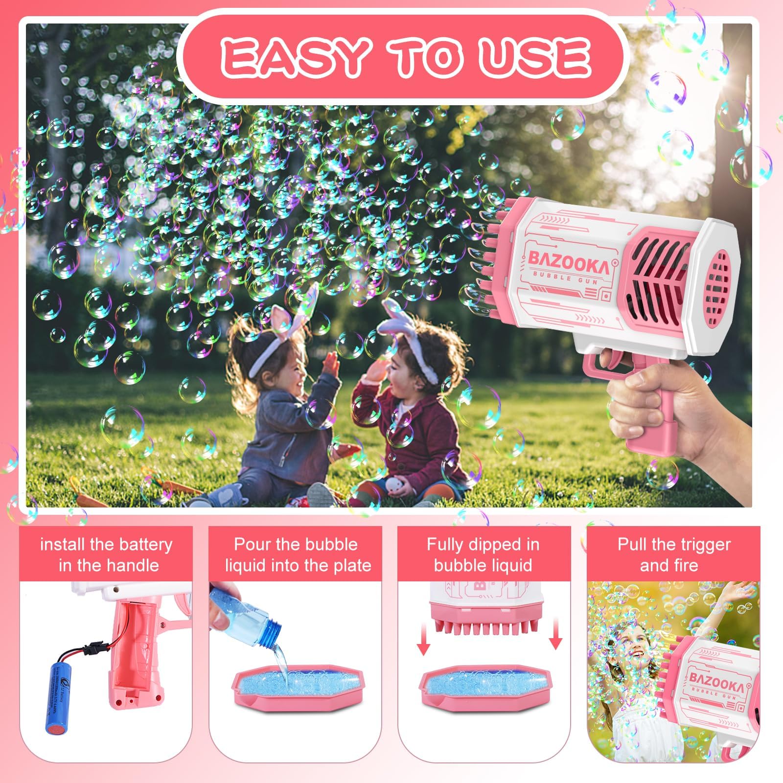 Battery and charger power portable BOMOCO bubble fun anywhere