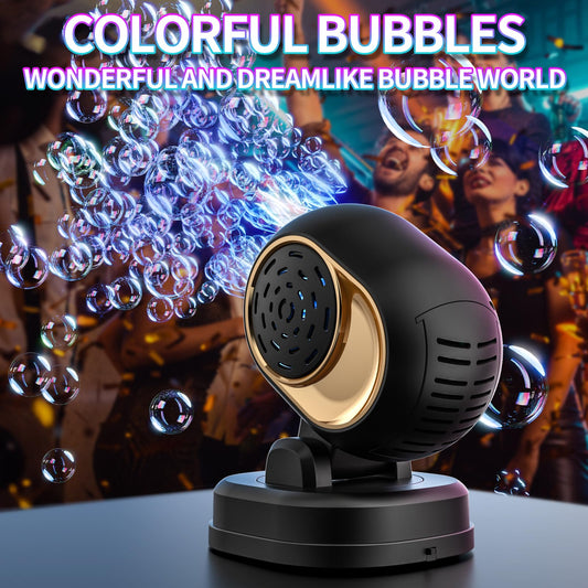 Cordless BOMOCO bubble machine powered by four AA batteries for anywhere use.