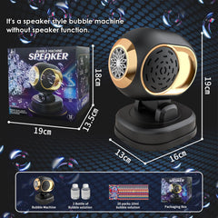 Includes the machine, two bubble solutions, extra packs, screwdriver, and box.