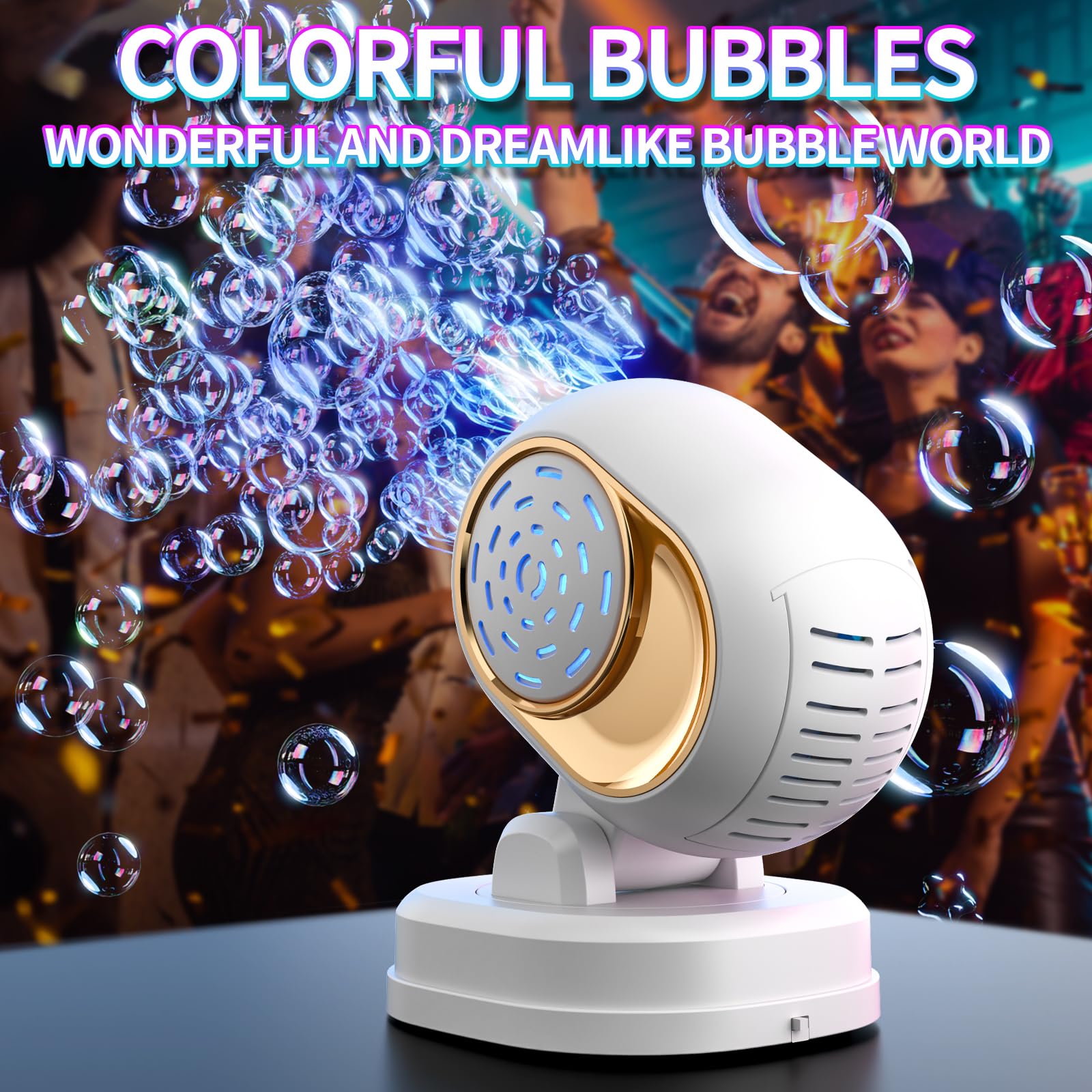 BOMOCO Bubble Machine with LED colors for a vibrant bubble show
