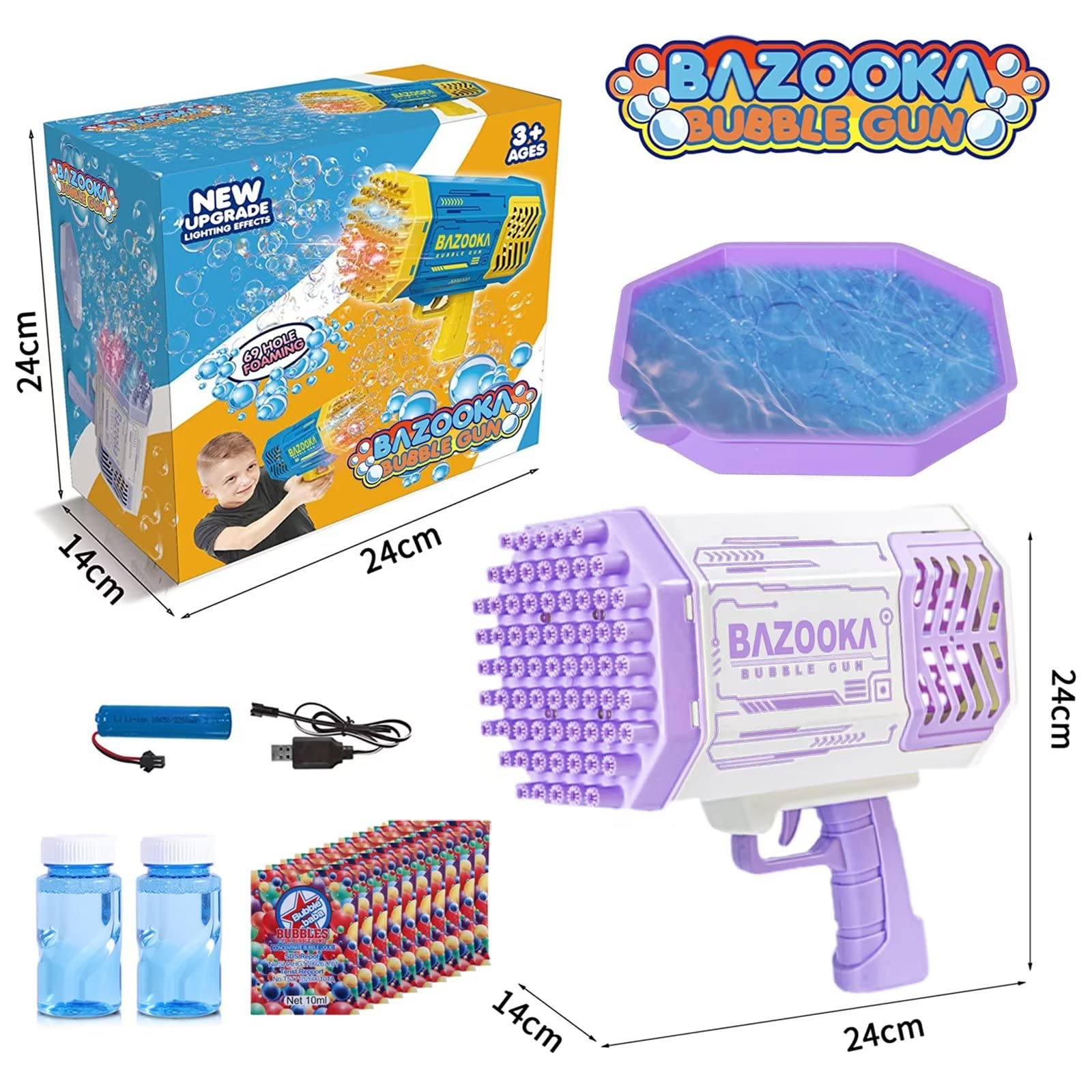 BOMOCO kit includes bubble solution bottles and extra packs for ongoing fun.