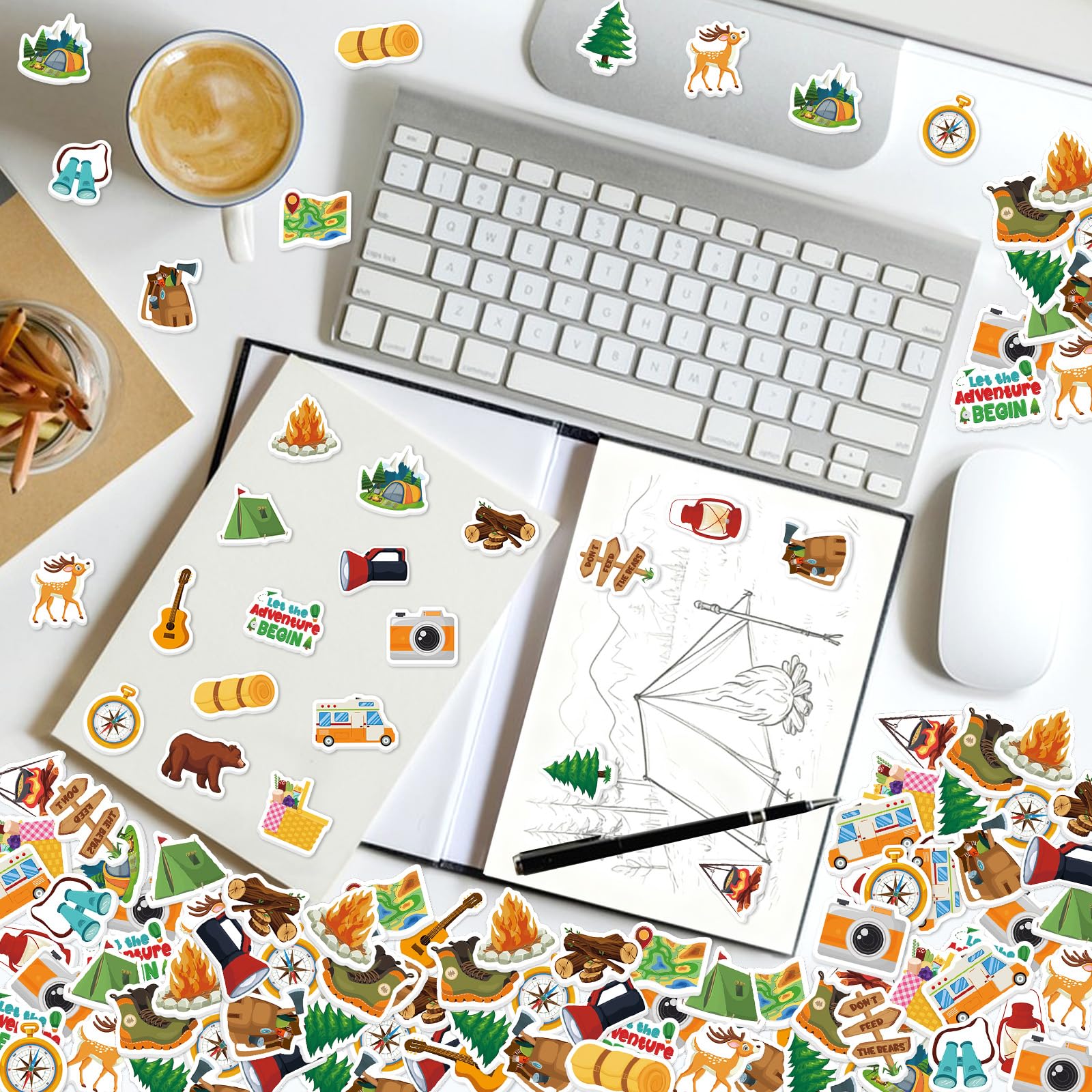 Bonieset travel camping foam stickers brighten gifts and party favors.