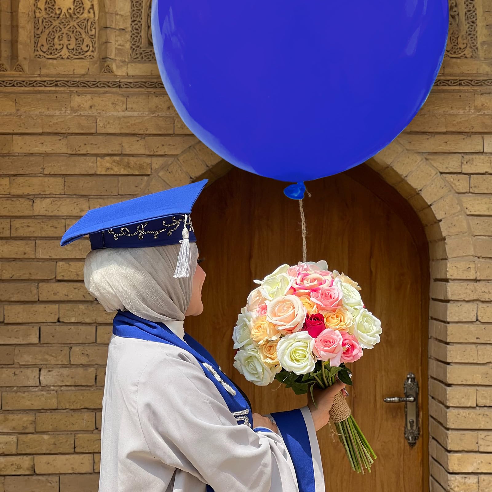 BONJLE blue balloon package with ribbon for quick decorating