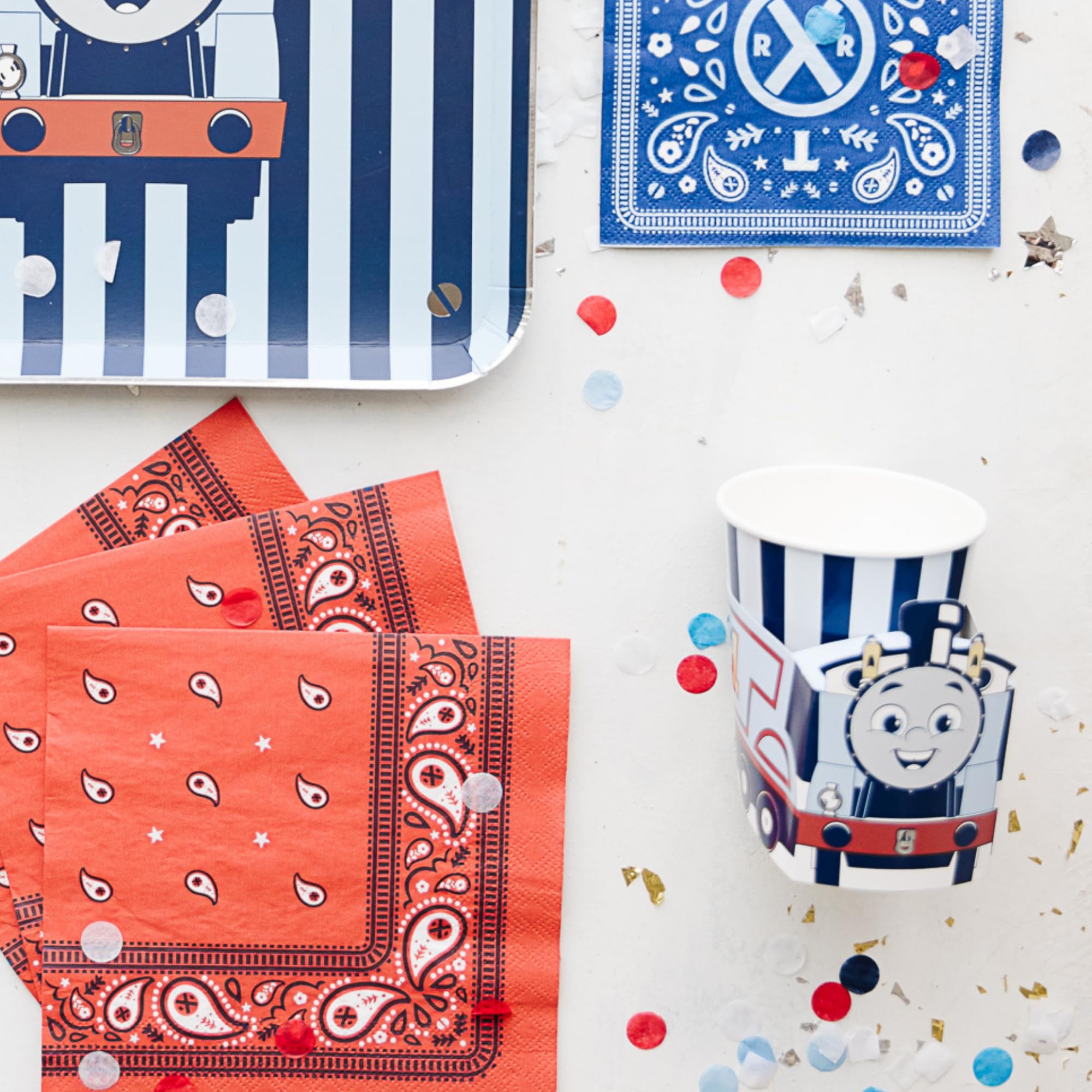 Bonjour Fete napkins at snack and beverage station for tidy serving