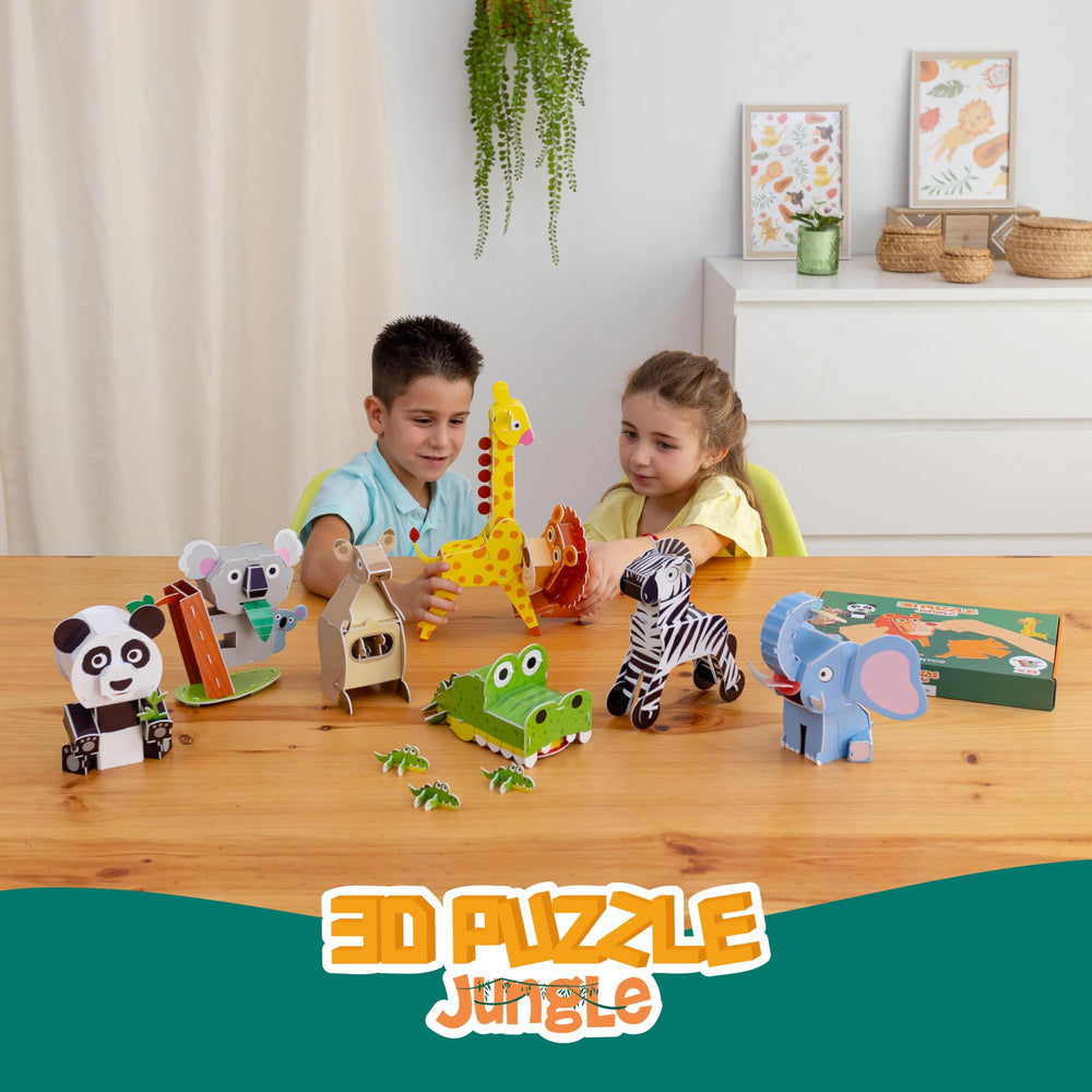 BONNYCO Jungle Animals Pack 3D puzzle showcases all creatures for family discovery.