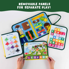 BONNYCO Busy Board alphabet panel boosts early literacy through hands-on tasks.