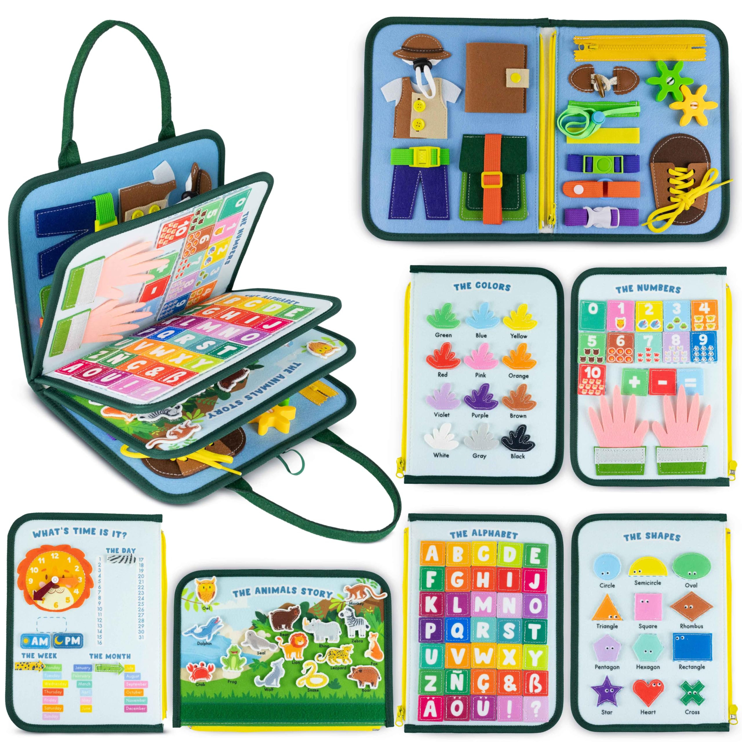 BONNYCO Busy Board animal panel promotes tactile play for toddlers on the go.