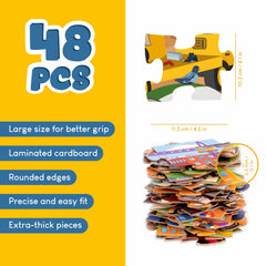 BONNYCO construction site puzzle trucks with visual guide for matching