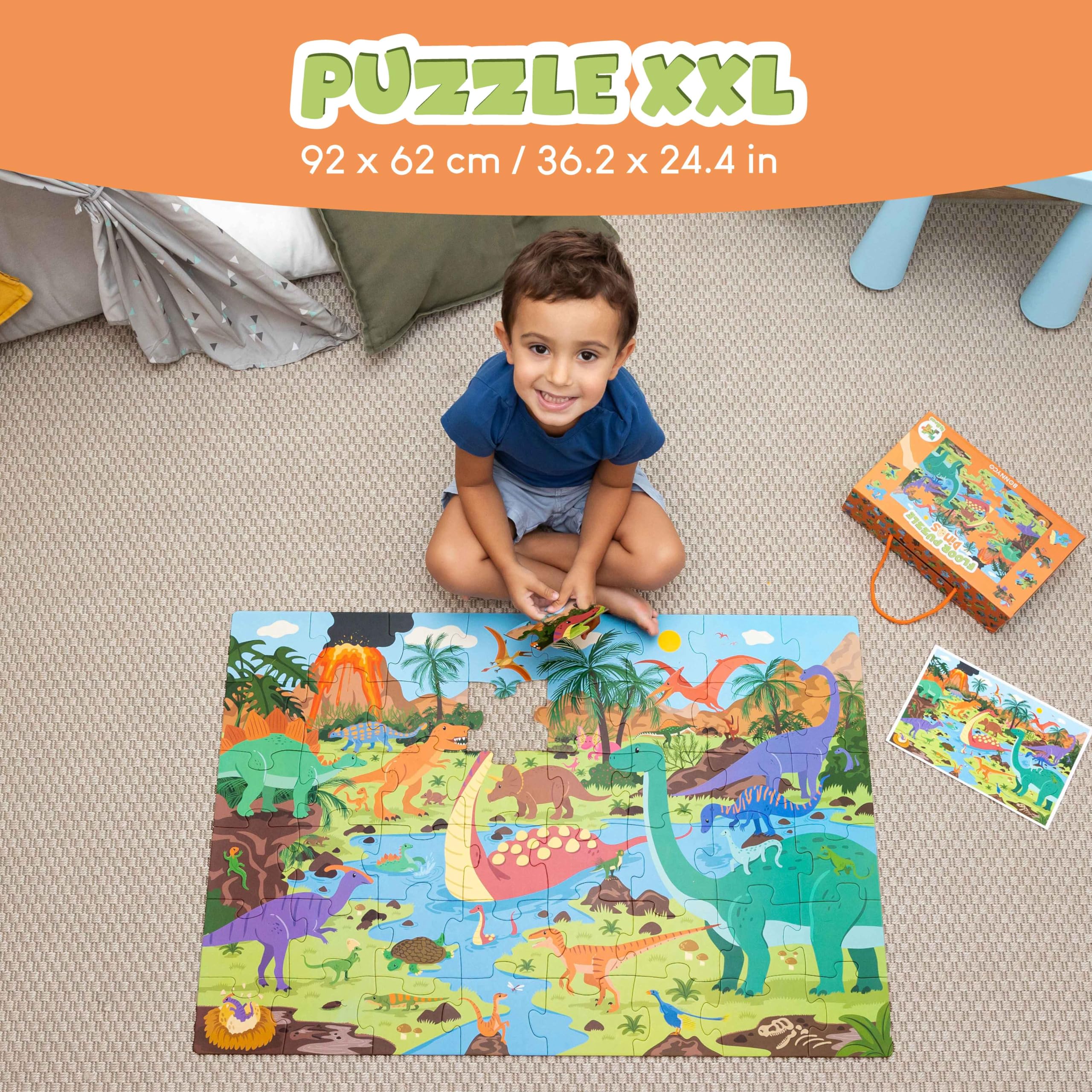 BONNYCO dinosaur puzzle T-Rex close-up shows vivid colors for engaging learning.