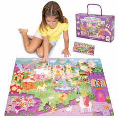BONNYCO castle view from the giant floor puzzle promotes imaginative play.