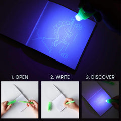 BONNYCO invisible ink pen UV light closeup reveals secret messages