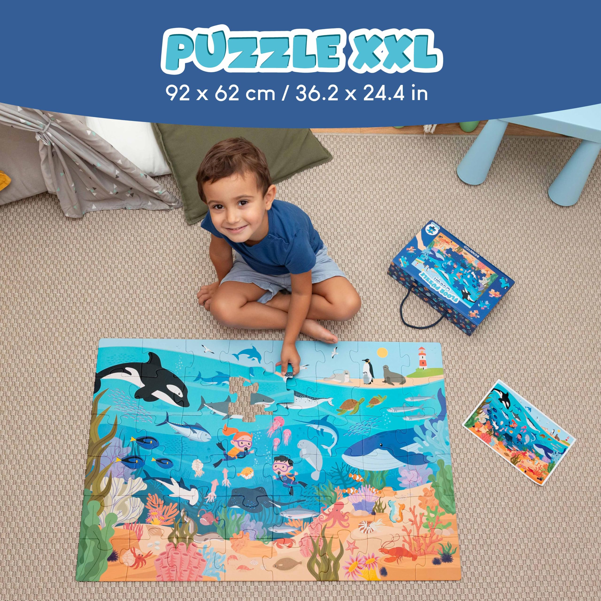 BONNYCO jumbo ocean landscape puzzle with large pieces supports easy handling and shared play.