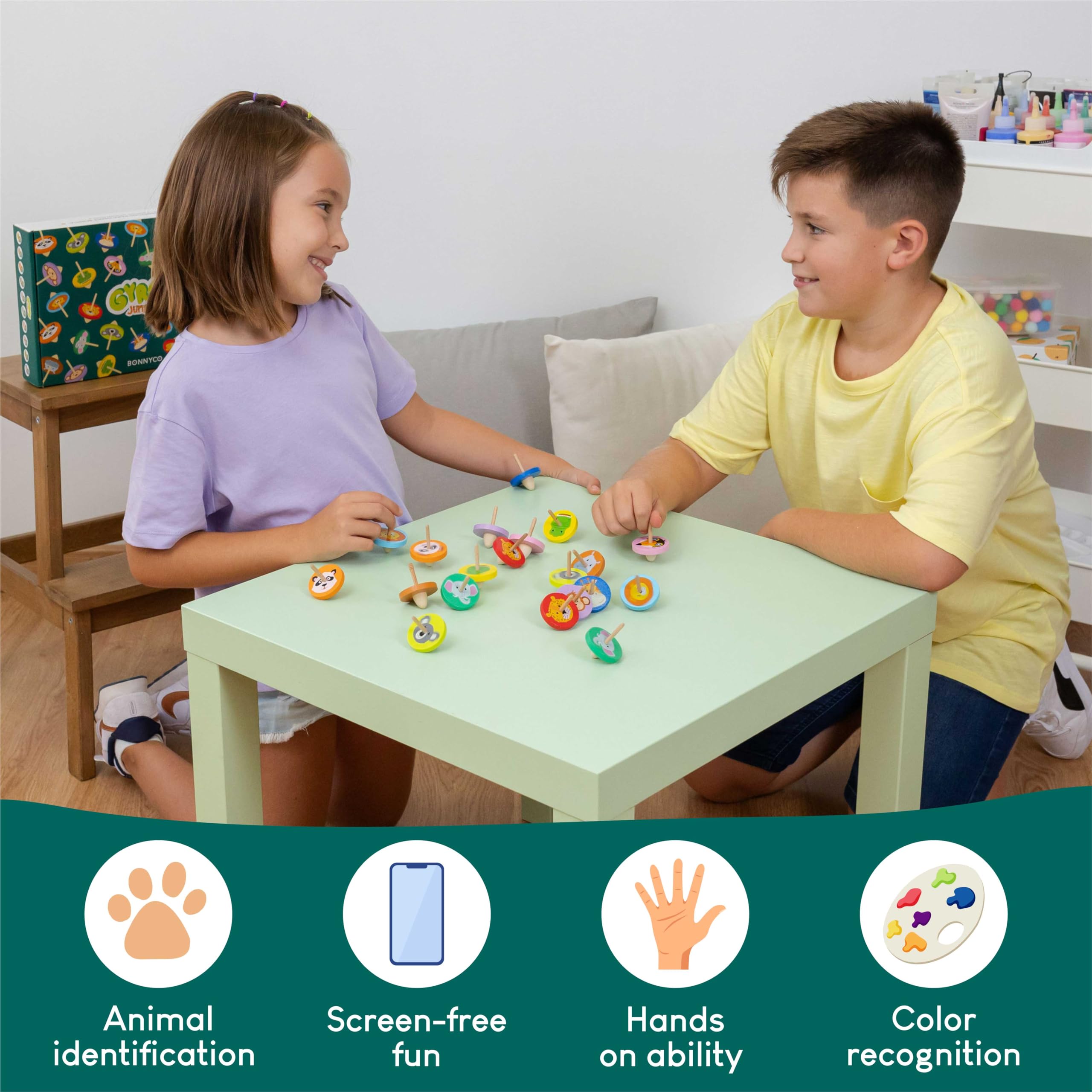BONNYCO hippo design spinning top ready for screen free play during celebrations