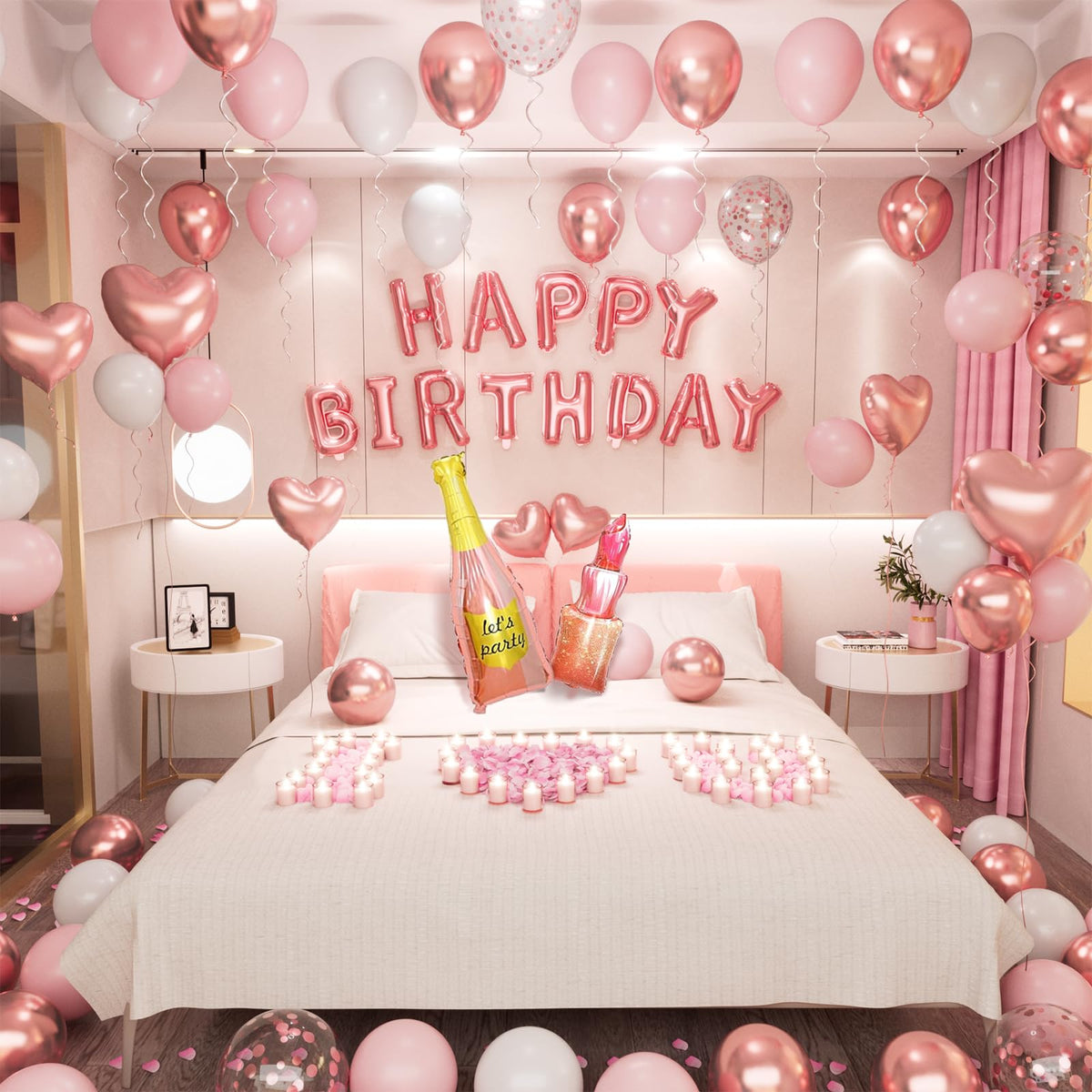 Bonropin rose gold birthday letters banner for chic wall decor